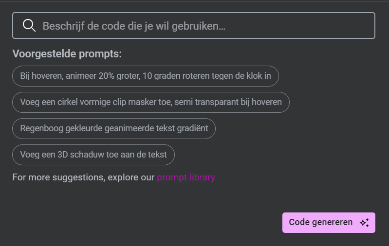 Elementor AI code generen